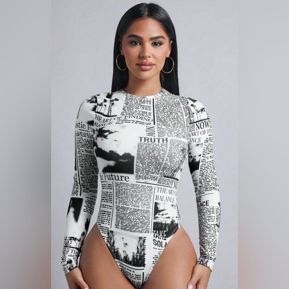 XS Black and White Bodysuit